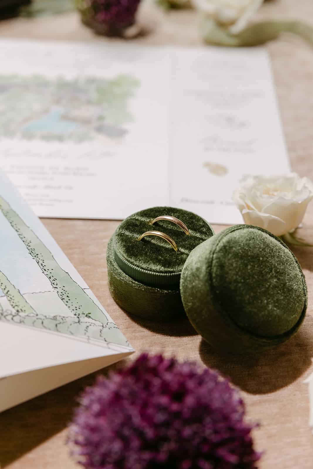 wedding ring, chelsea and jakub with invitation